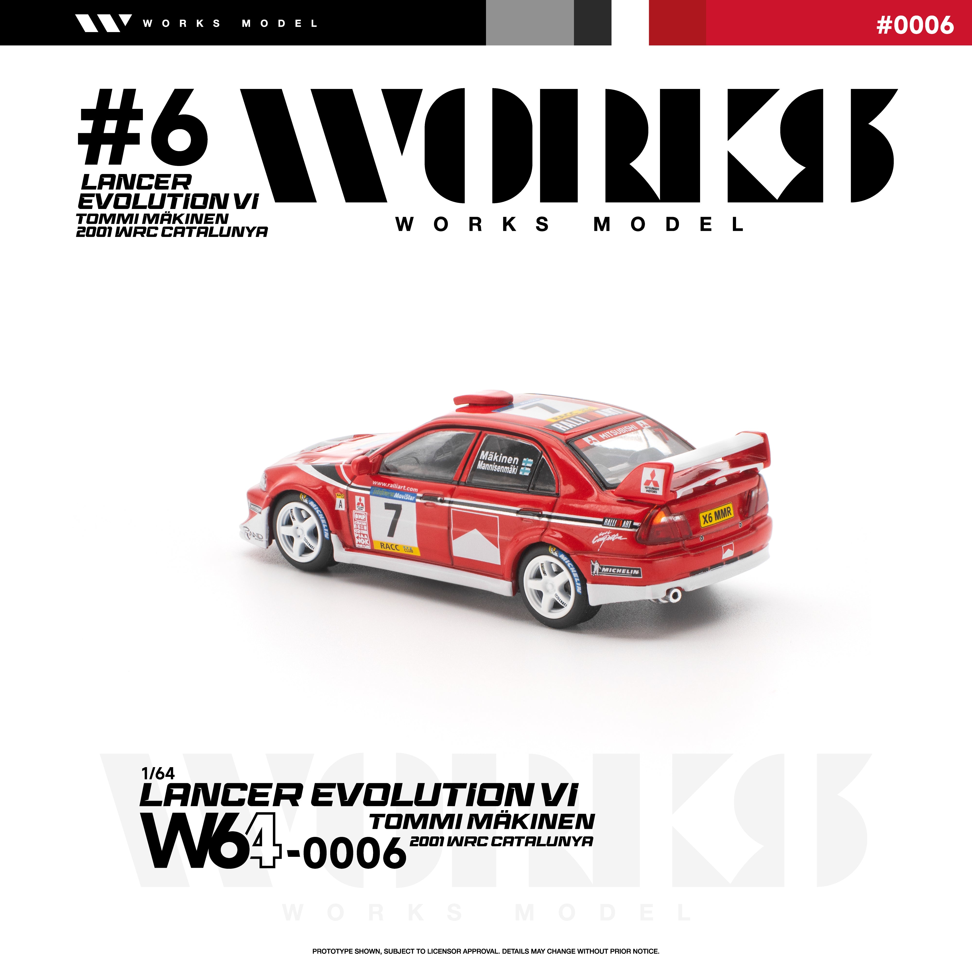 *PRE-ORDER* Mitsubishi Lancer Evolution Vi Tommi Makinen 2001 WRC Catalunya, 1:64 Scale