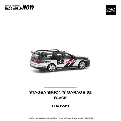 Premium scale diecast model car  – Stagea Simon's Garage 62, 1:64 Scale (Black) Collectible