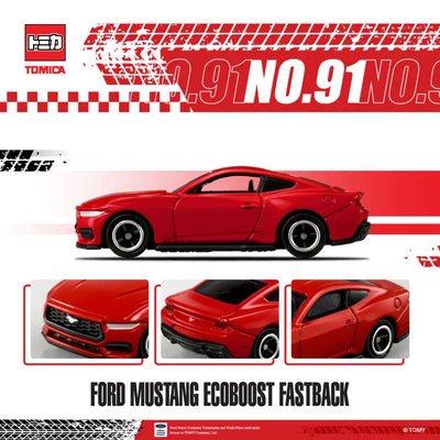 Premium scale diecast model car  – Tomica No.91 Ford Mustang Ecoboost Fastback 1:63 Scale (Red) Collectible