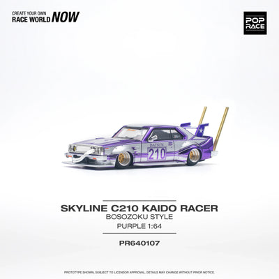 Premium scale diecast model car  – Skyline C210 Kaido Racer Bosozoku Style, 1:64 Scale Collectible