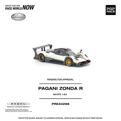 Premium scale diecast model car  – *PRE-ORDER* Pagani Zonda R, 1:64 Scale (White) Collectible