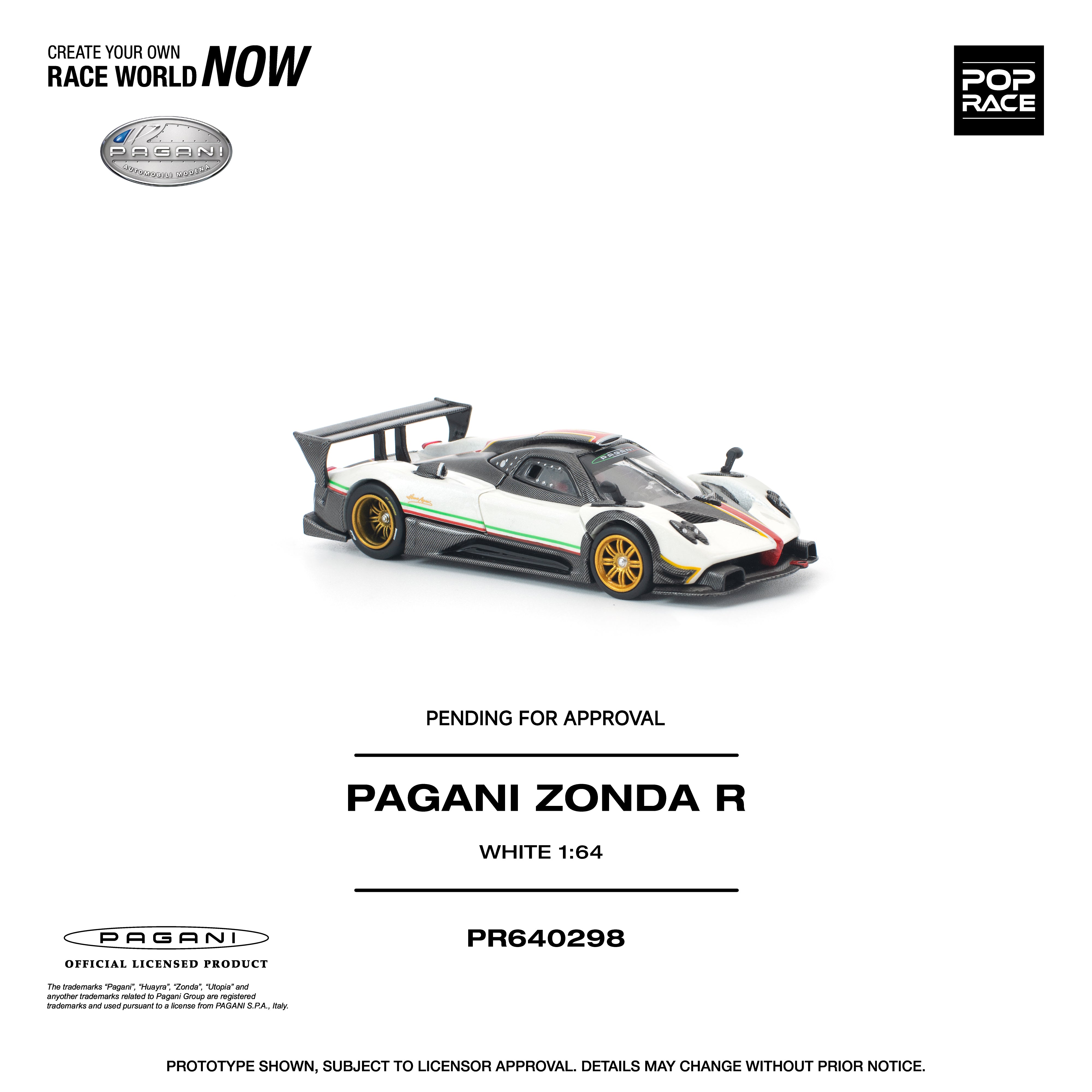 Premium scale diecast model car  – *PRE-ORDER* Pagani Zonda R, 1:64 Scale (White) Collectible