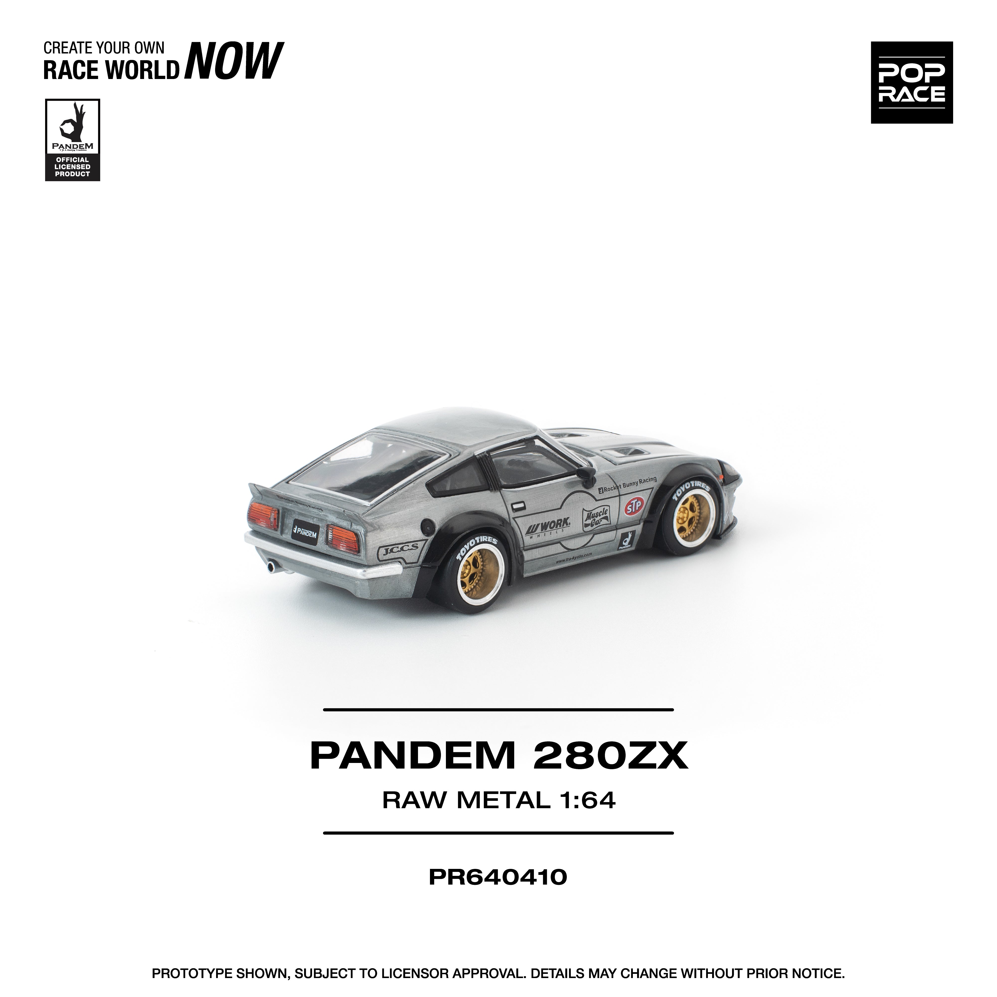 Premium scale diecast model car  – *PRE-ORDER* Pandem 280ZX Raw Metal, 1:64 Scale Collectible