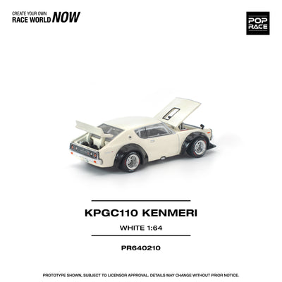 Premium scale diecast model car  – *PRE-ORDER* KPGC110 Kenmeri, 1:64 Scale (White) Collectible