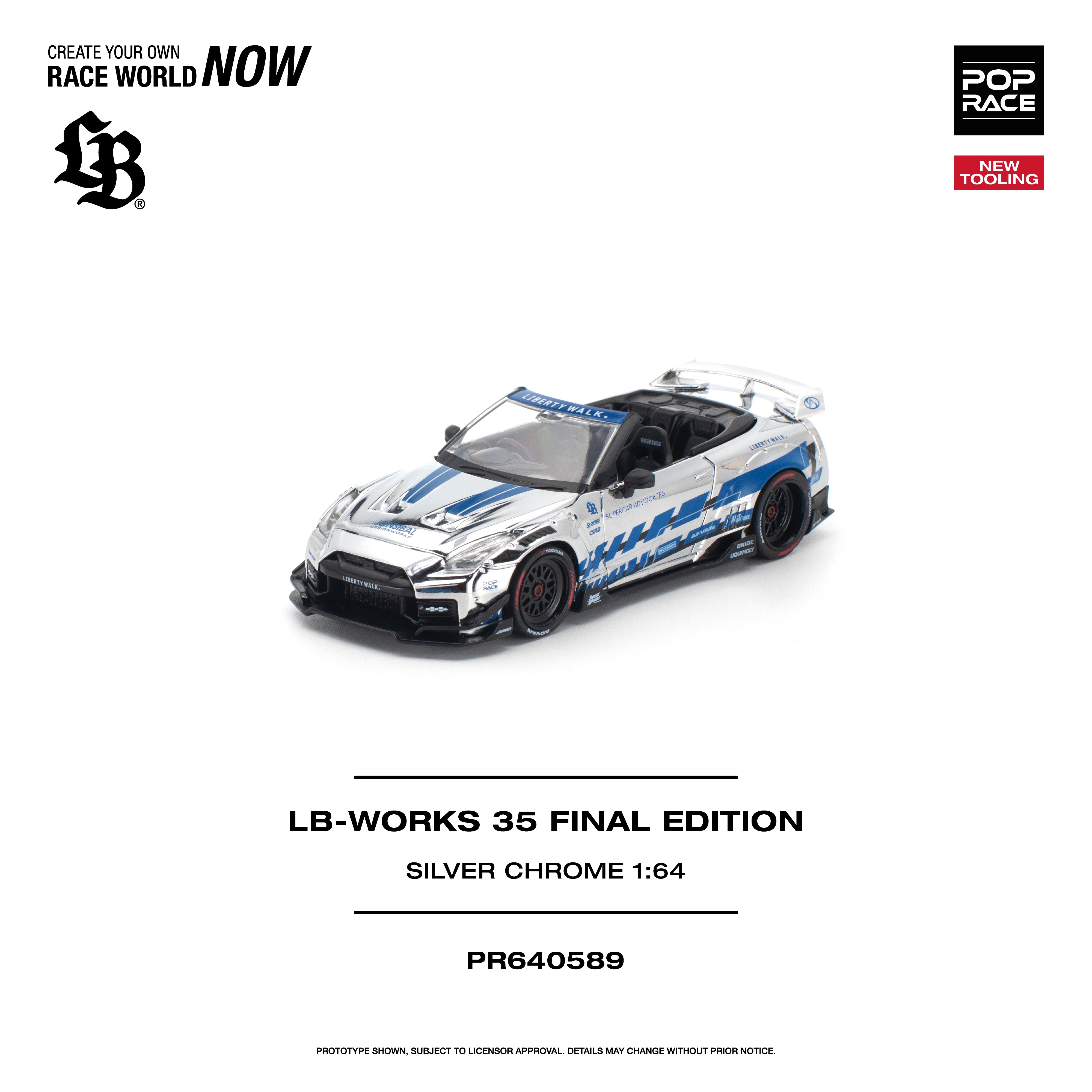 *PRE-ORDER* LB-WORKS Nissan Skyline R-35 Final Edition, 1:64 Scale (Silver Chrome)