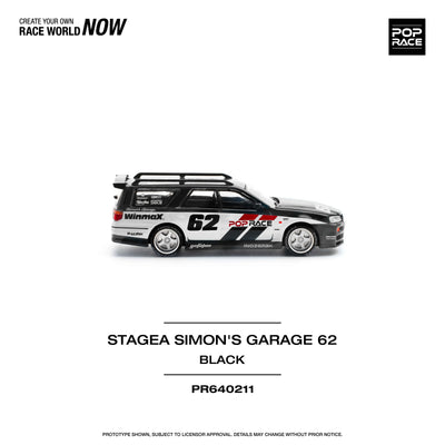 Premium scale diecast model car  – Stagea Simon's Garage 62, 1:64 Scale (Black) Collectible