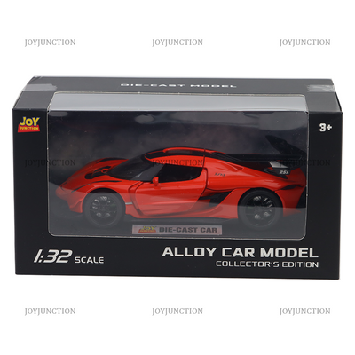 Koenigsegg Jesko Pullback Toy Car - Light, Sound with Openable Doors, 1:32 Scale (Red)