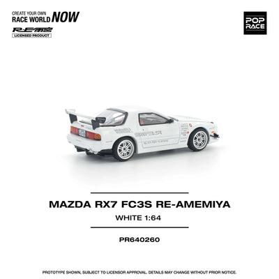 Premium scale diecast model car  – Mazda RX7 FC3S Re-Amemiya, 1:64 Scale (White) Collectible