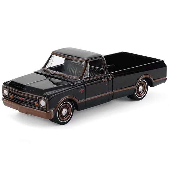 *PRE-ORDER* Chevy C10 Pickup Truck Lowrider Black with Bronze Stripes 1972, 1:64 Scale