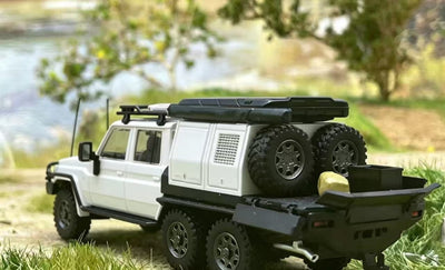 *PRE-ORDER* Land Cruiser LC79Double Cabin, 6x6 Off-Load Light Pickup, 1:64 Scale (White)