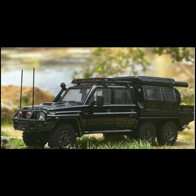 *PRE-ORDER* Land Cruiser LC79Double Cabin, 6x6 Off-Load Light Pickup, 1:64 Scale (Black)