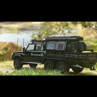 *PRE-ORDER* Land Cruiser LC79Double Cabin, 6x6 Off-Load Light Pickup, 1:64 Scale (Black)