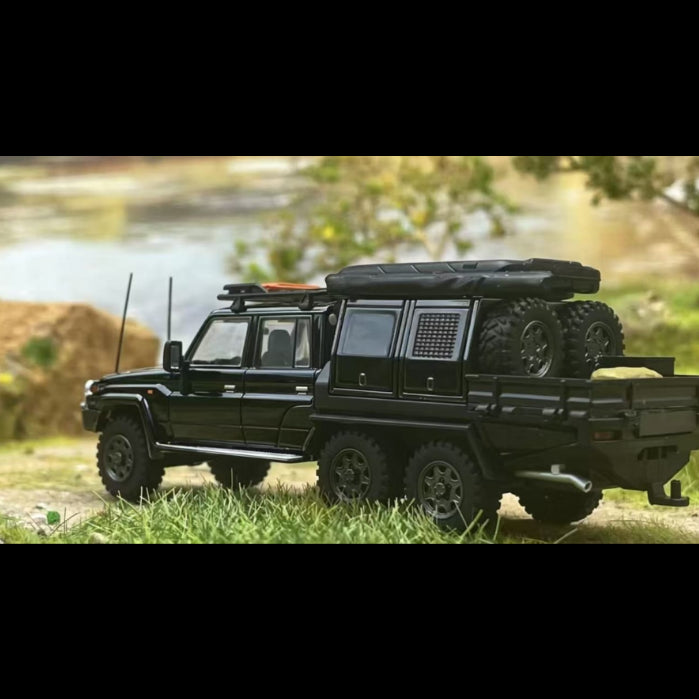 *PRE-ORDER* Land Cruiser LC79Double Cabin, 6x6 Off-Load Light Pickup, 1:64 Scale (Black)