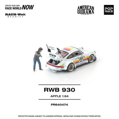 Premium scale diecast model car  – *PRE-ORDER* RWB 930 Apple With Figure, 1:64 Scale Collectible