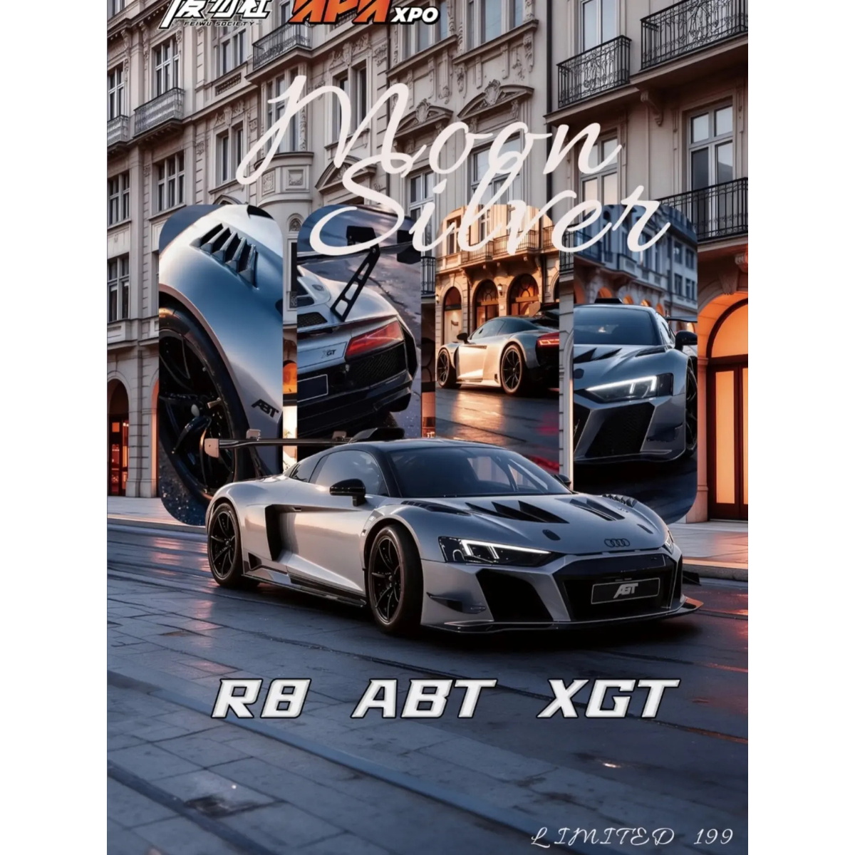 *APAXPO 2026* Audi R8 ABT XGT (Limited to 199units), 1:64 Scale (Moon Silver)