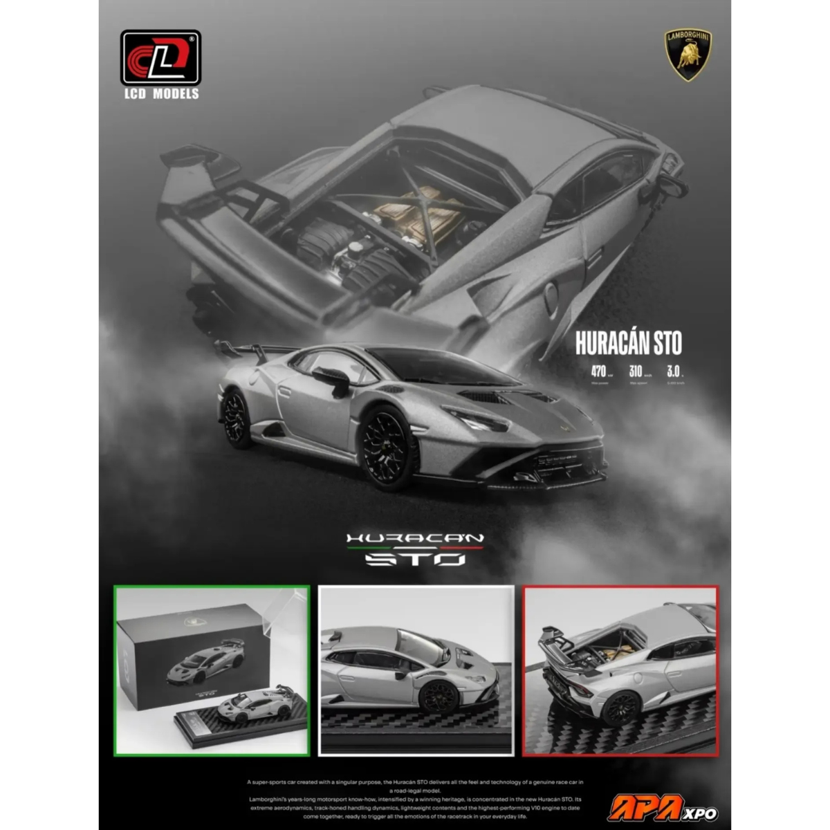 *APAXPO 2026* Lamborghini Huracan STO (Limited to 1699units), 1:64 Scale (Matt Grey)
