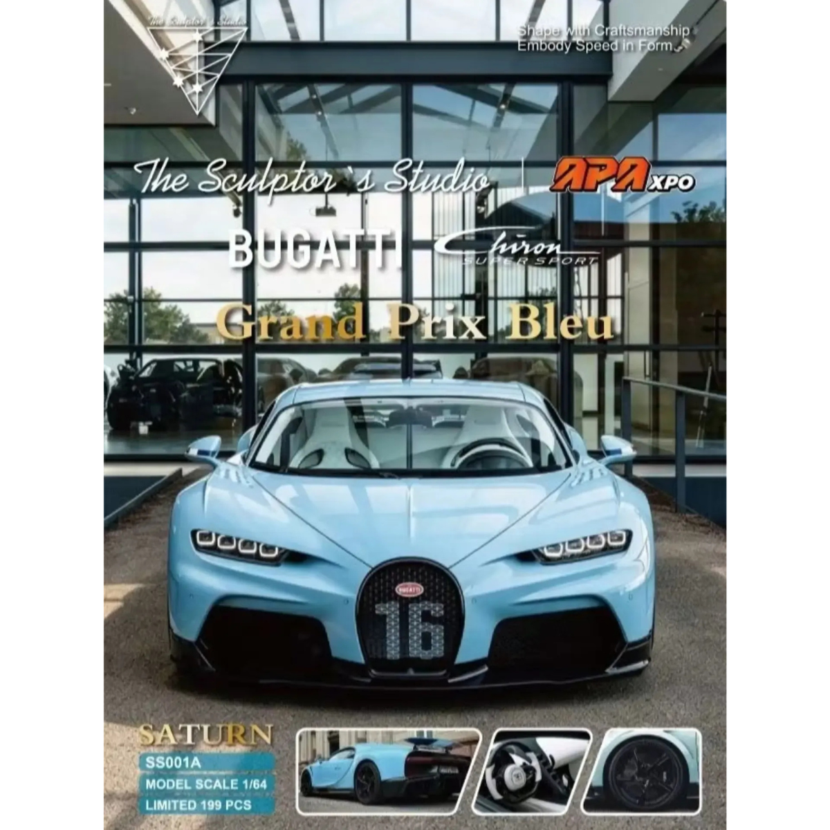 *APAXPO 2026* Bugatti Chiron Grand Prix Blue (Limited to 199units) Resin Material, 1:64 Scale