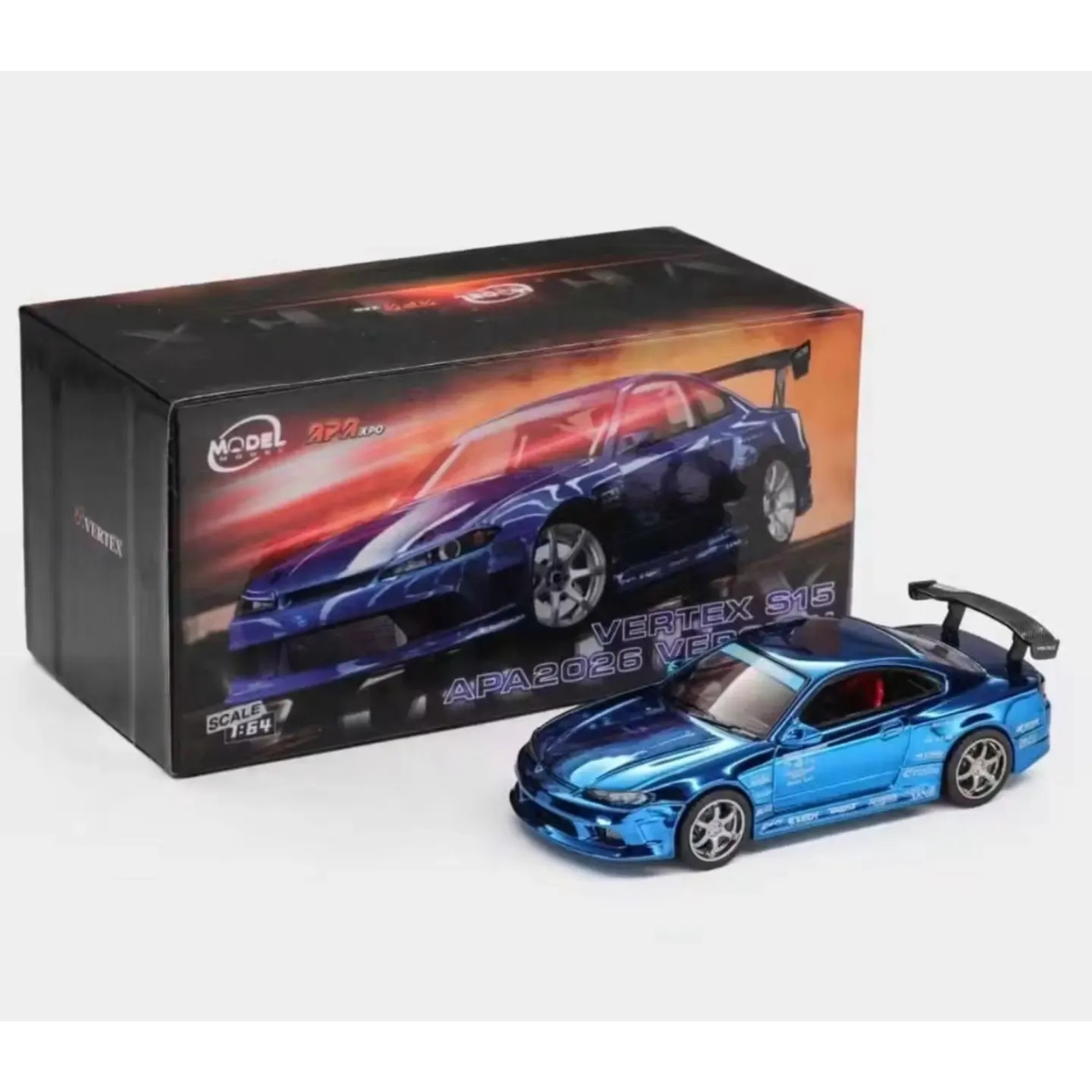 *APAXPO 2026* Silvia Vertex S15 Blue (Chance of Chase Car - Chrome Blue), 1:64 Scale