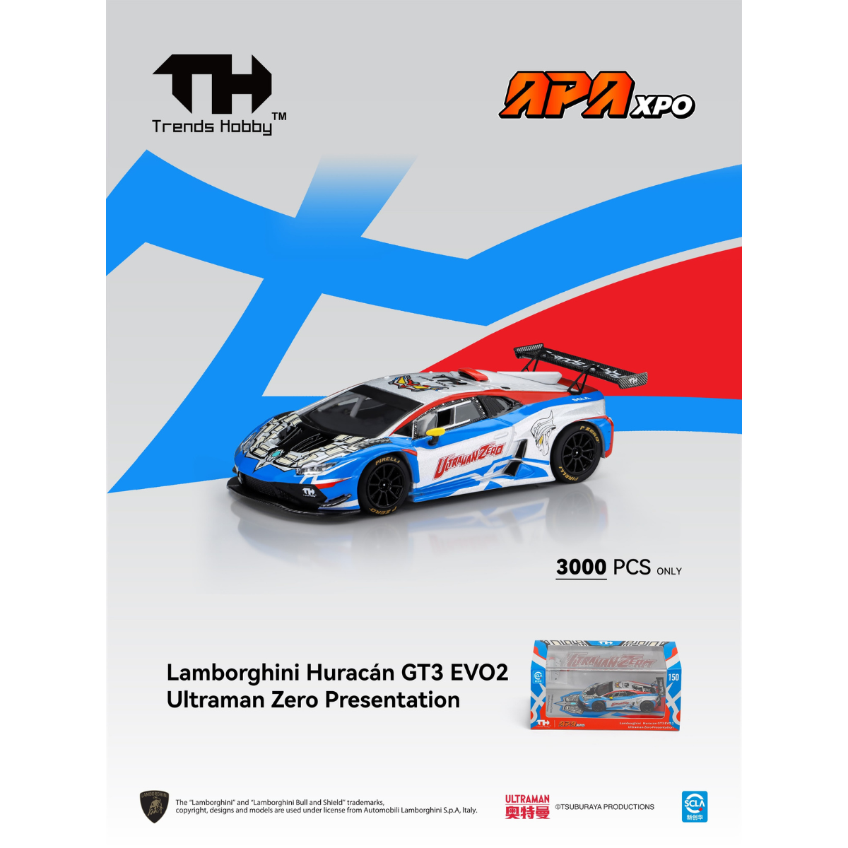 *APAXPO 2026* Lamborghini Huracán GT3 EVO2 Ultraman Zero Livery (Limited to 3000units), 1:64 Scale