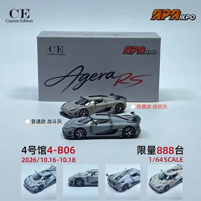 *APAXPO 2026* Koenigsegg Agera RS Combat Grey, Battle Worn Grey (Chance of Chase) Limited to 888units, 1:64 Scale