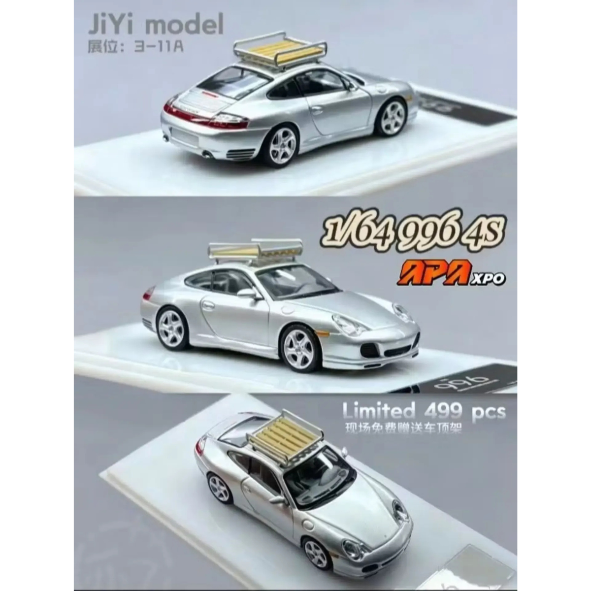 *APAXPO 2026* Porsche 996 Carrera 4S (Limited to 499units), 1:64 Scale (Silver)