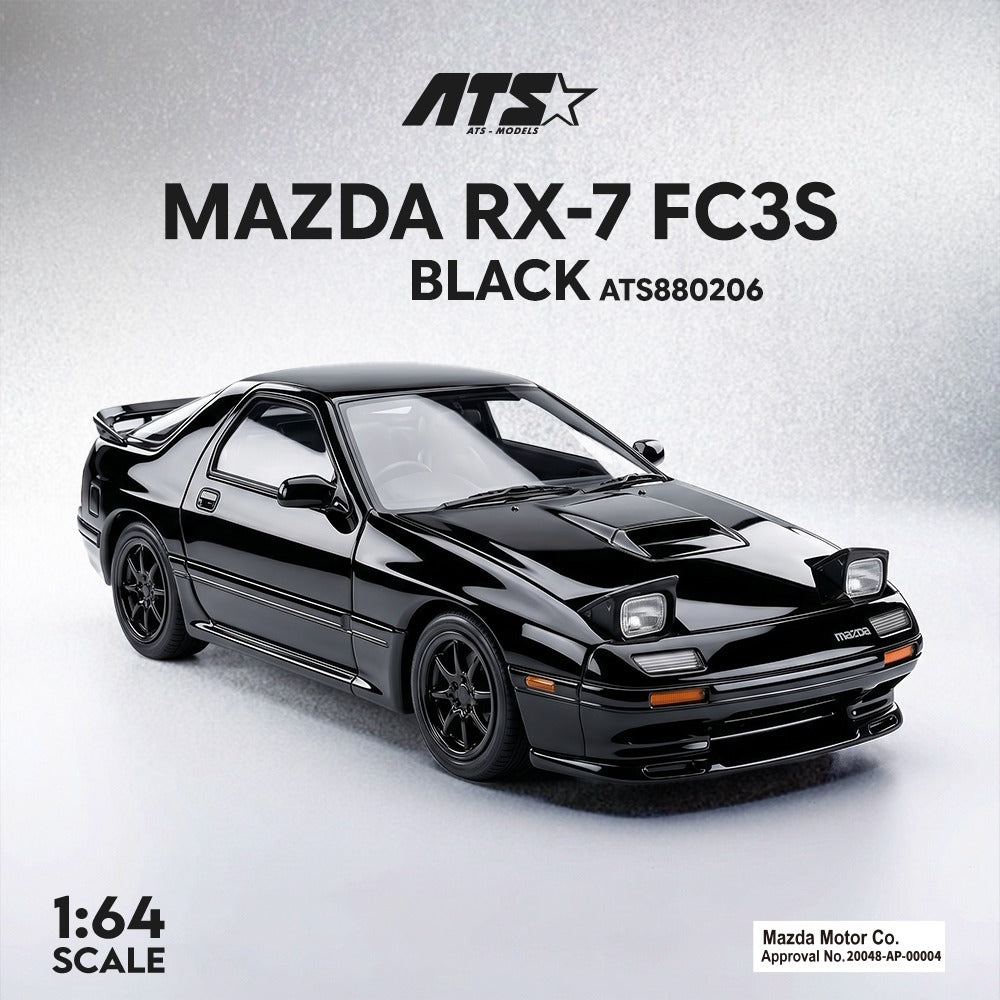 Premium scale diecast model car  – *PRE-ORDER* MAZDA RX-7 FC3S, 1:64 Scale (Black) Collectible