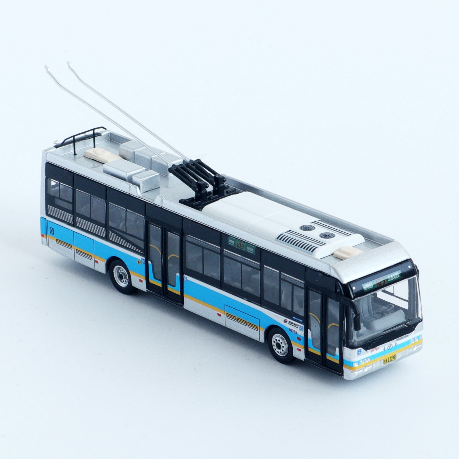 Premium scale diecast model car  – Trolly Bus, 1:110 Scale (Blue & White) Collectible