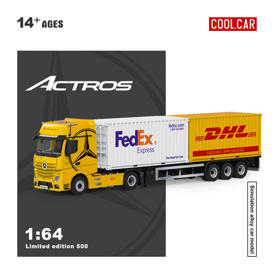 *PRE-ORDER* CC - Mercedes Benz Actros Cargo Container Truck, 1:64 Scale (Yellow)