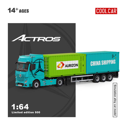 *PRE-ORDER* CC-Mercedes-Benz Actros Cargo Container Truck, 1:64 Scale (Blue)