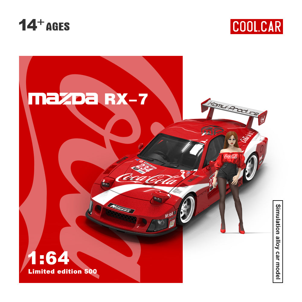 *PRE-ORDER* Cool Car-Mazda RX-7 Red Coca-Cola(Limited Figure Edition 500), 1:64 Scale