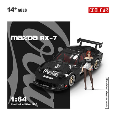 *PRE-ORDER* Cool Car - Mazda RX-7 Black Coca-Cola(Figure Edition 500), 1:64 Scale