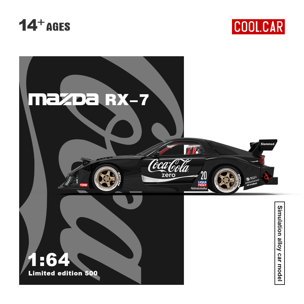 *PRE-ORDER* Cool Car - Mazda RX-7 Black Coca-Cola(Figure Edition 500), 1:64 Scale