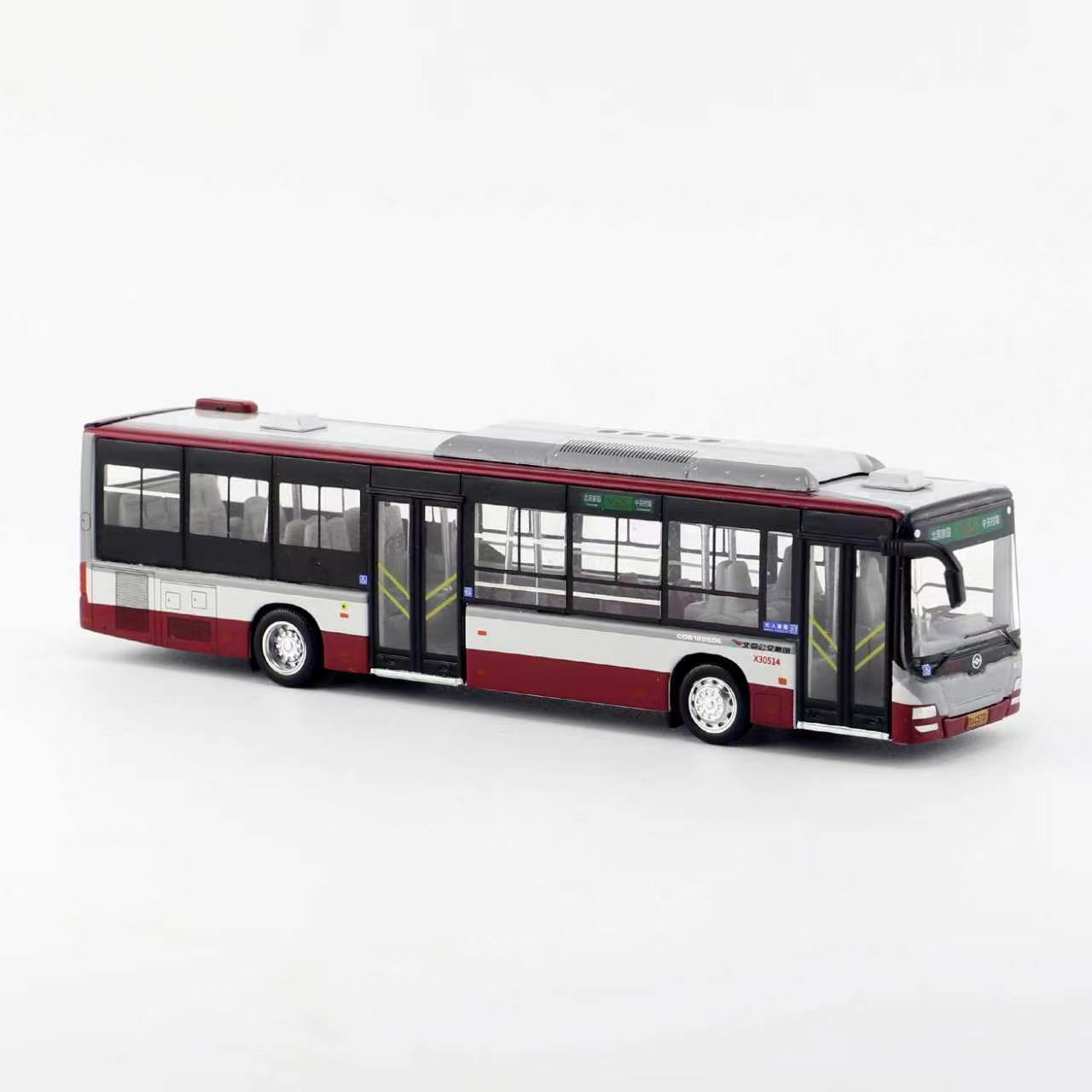 Premium scale diecast model car  – Standard City Bus, 1:110 Scale (Maroon & Grey) Collectible
