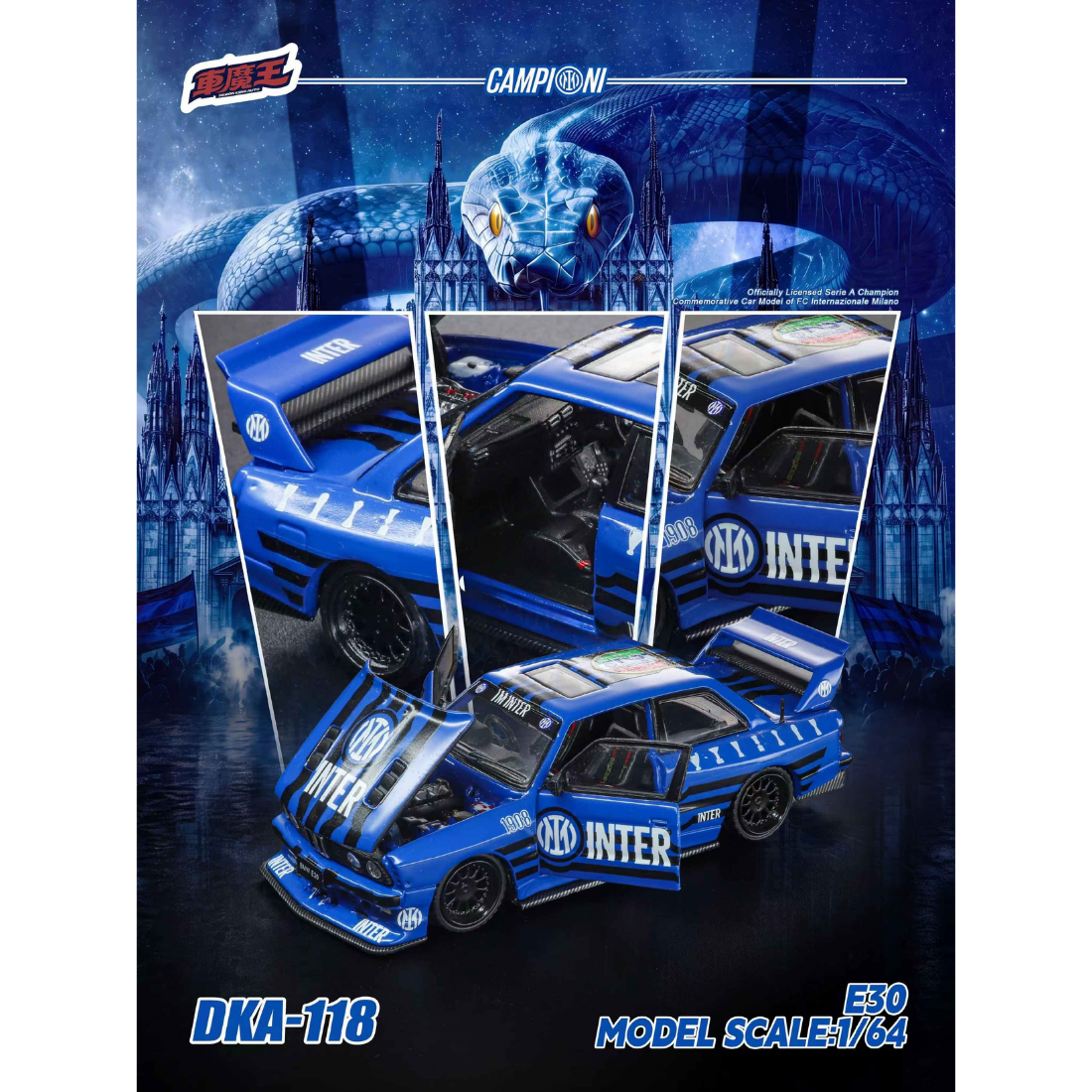 *PRE-ORDER* Sedan E30 DKA-118 F.C. Internazionale Milano 21th Winner Anniversary Livery, 1:64 Scale