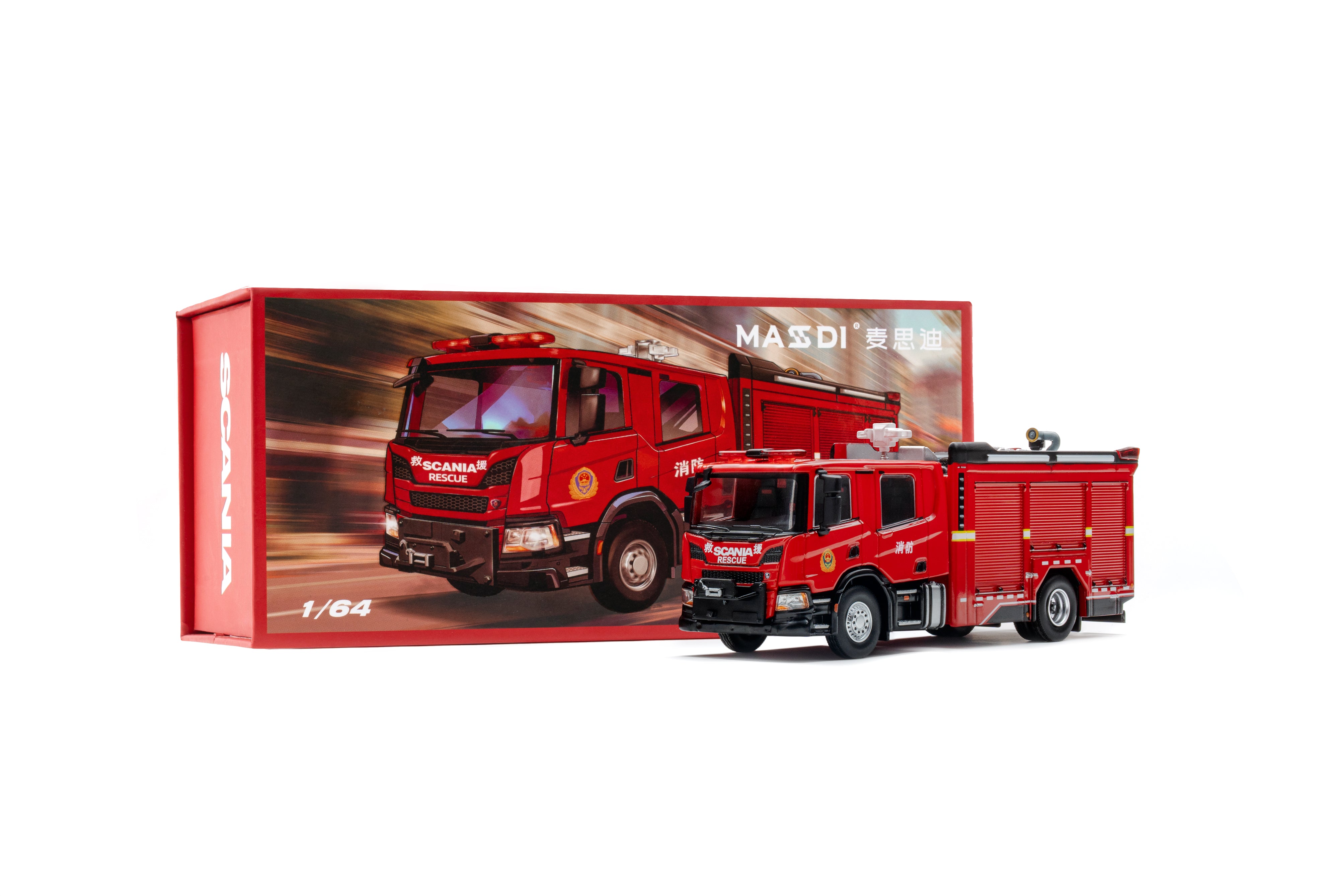 *HEC 2026* Scania Urban Main Battle Fire Truck, 1:64 Scale (Red)