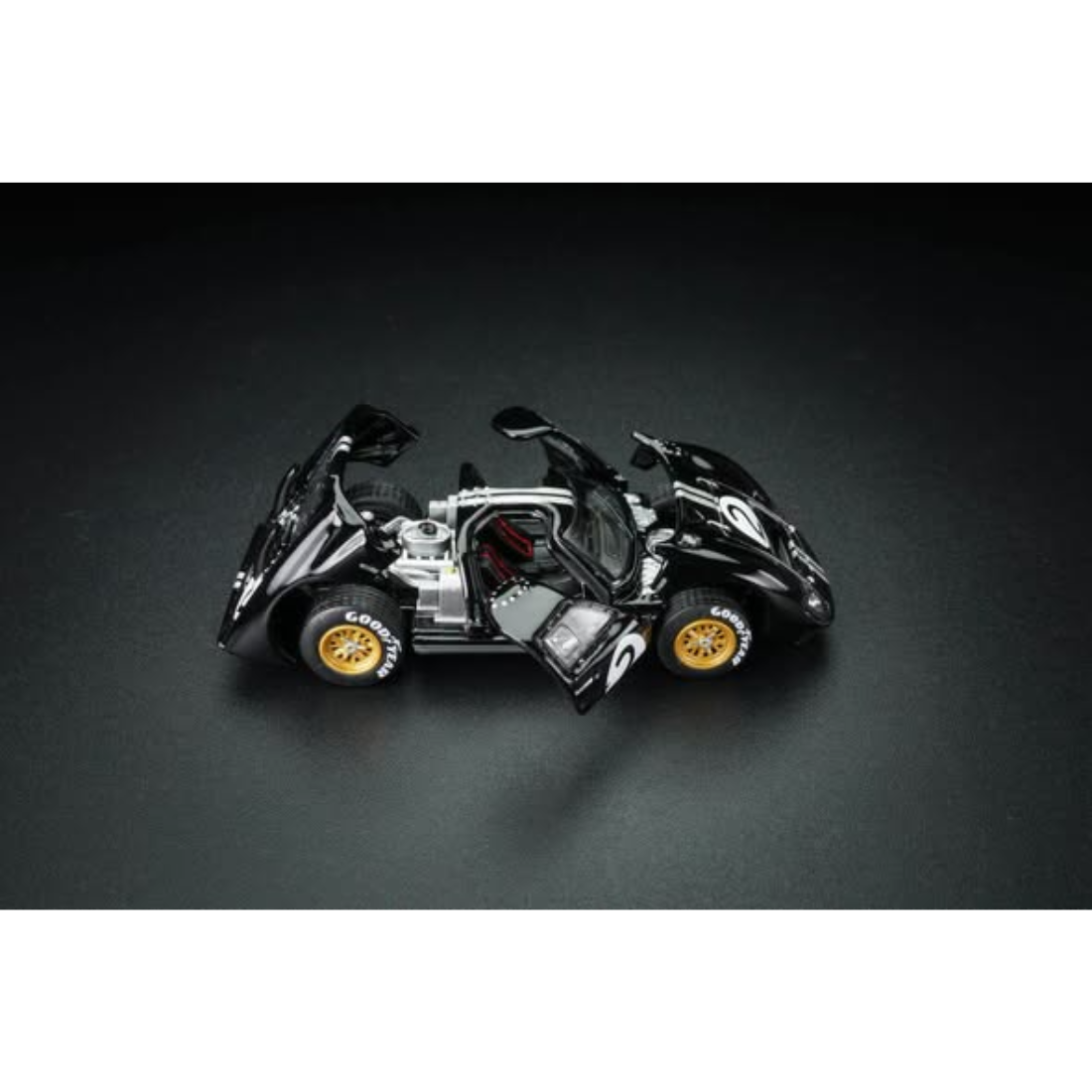 *PRE-ORDER* Ford GT40 MK2 Black #02 Livery (Open-Engin & Rear Hoods+Doors, Visible Engine), 1:64 Scale