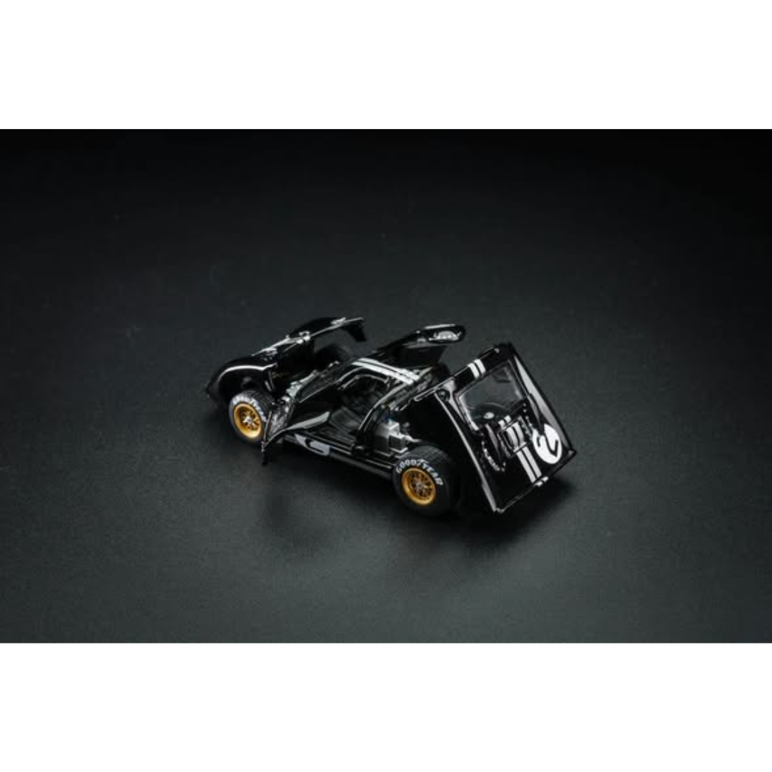 *PRE-ORDER* Ford GT40 MK2 Black #02 Livery (Open-Engin & Rear Hoods+Doors, Visible Engine), 1:64 Scale