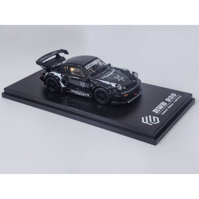 *PRE-ORDER* Porsche RWB930 GT Wing Baphomet Black (Open-Engin & Rear Hoods+Doors, Visible Engine), 1:64 Scale