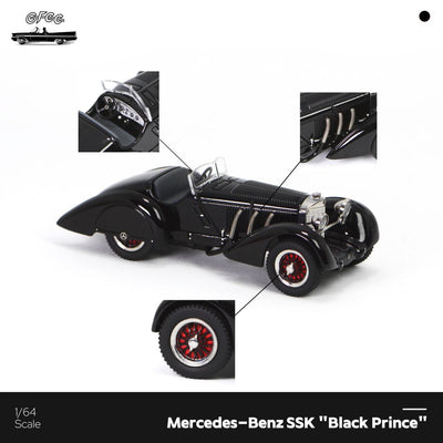Premium scale diecast model car  – *HEC 2026* Mercedes-Benz SSK 1930, 1:64 Scale (Black) Collectible