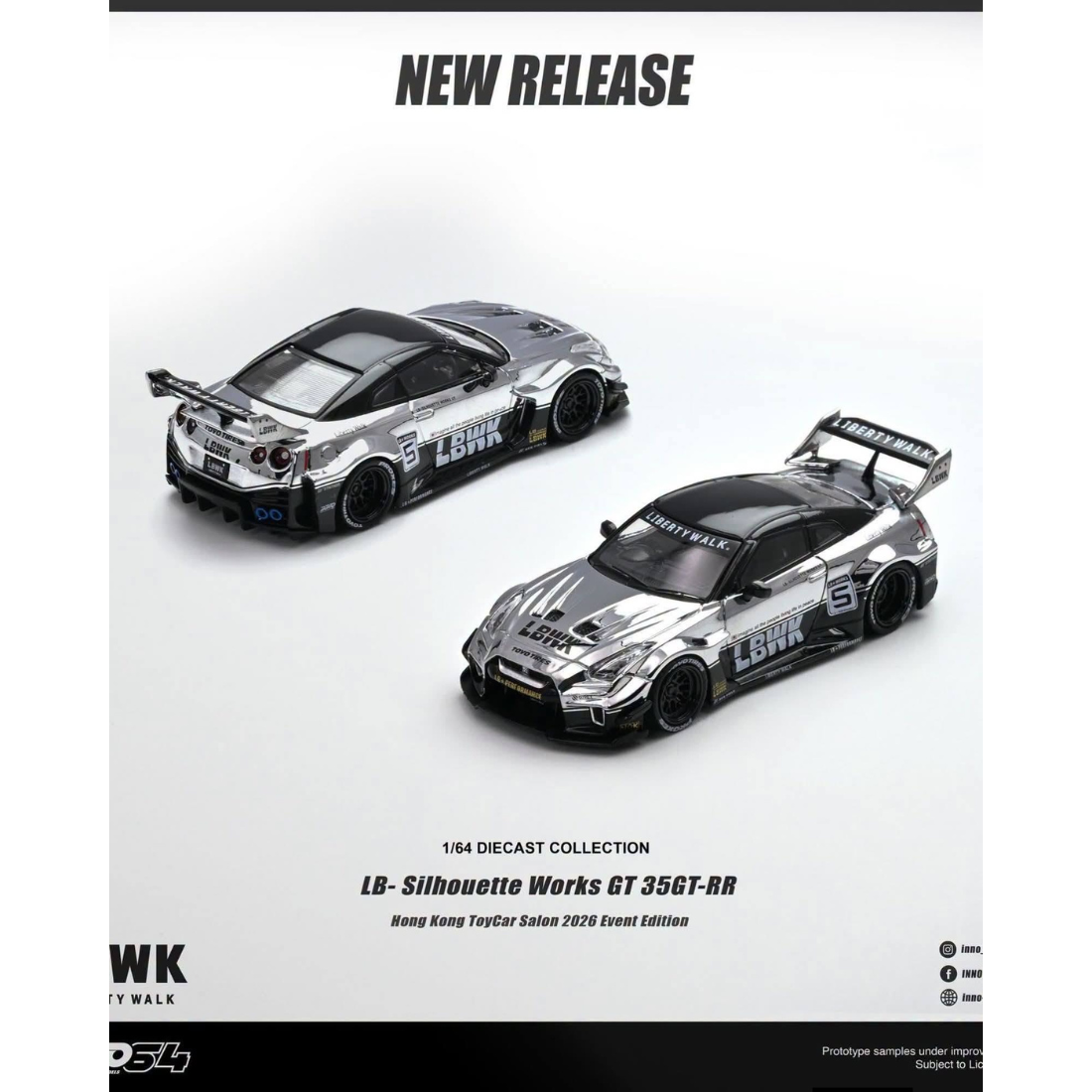*HKTCS 2026* LB-Silhouette Works GT 35GT-RR Silver Chrome (Chance of Chase Car), 1:64 Scale