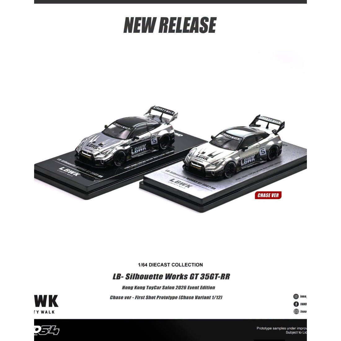 *HKTCS 2026* LB-Silhouette Works GT 35GT-RR Silver Chrome (Chance of Chase Car), 1:64 Scale