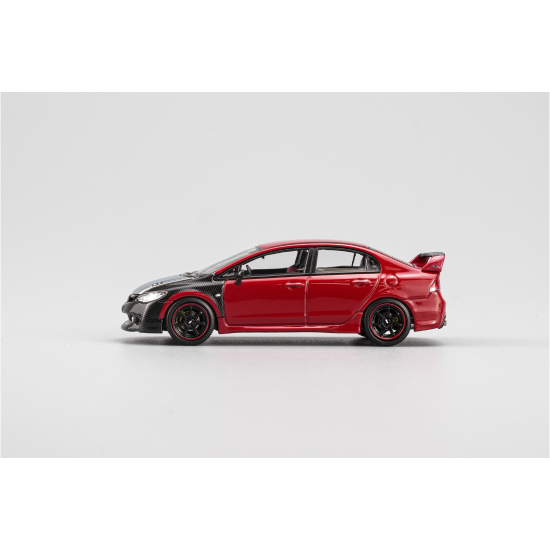 *HKTCS 2026* Honda Mugen Civic Type-RR Experimental Spec 2008 Red with Black Carbon Front (Limited to 2999pcs), 1:64 Scale