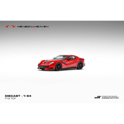*PRE-ORDER* Ferrari F12 TDF Rosso Corsa with Black Stripe, 1:64 Scale