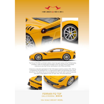 *PRE-ORDER* Ferrari F12 TDF Giallo Modena Yellow, 1:64 Scale