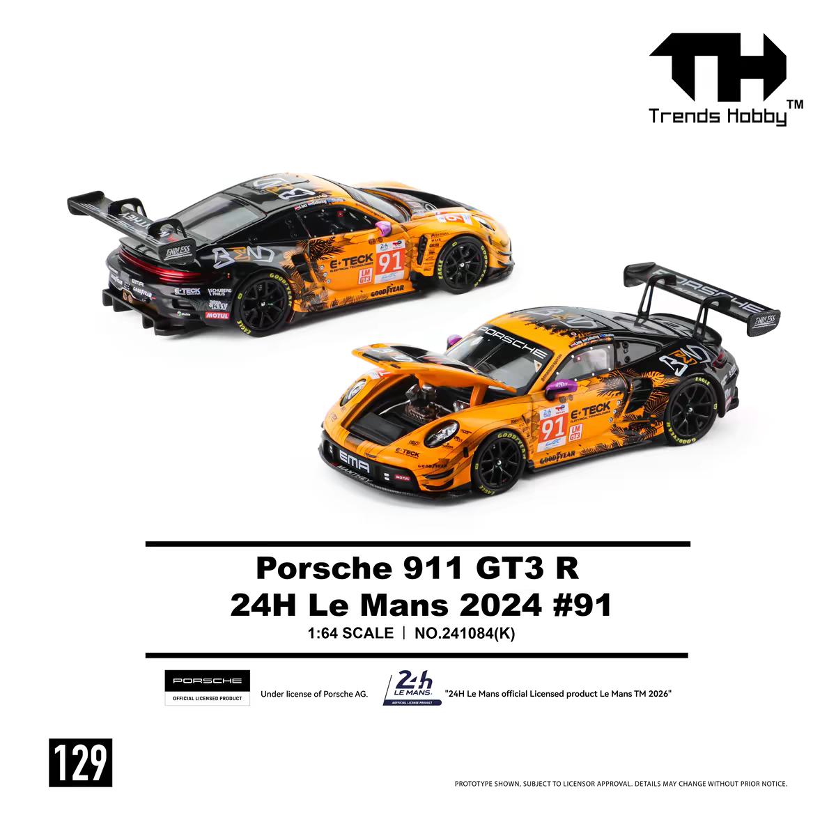 *PRE-ORDER* Porsche diecast 911 GT3 R - LeMans 24H 2024 #91, 1:64 Scale
