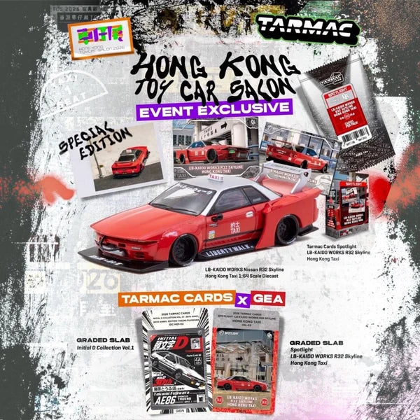 *HKTCS 2026* LB-Kaido Works Nissan R32 Skyline Red Hong Kong Taxi Livery, 1:64 Scale