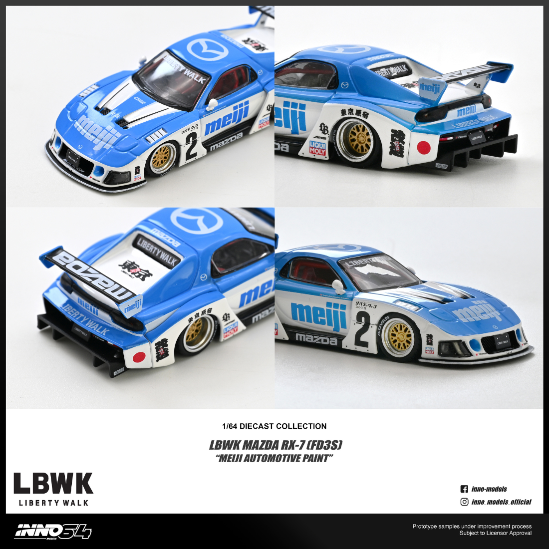 *PRE-ORDER* Mazda RX7 (FD3S) LB-SUPER SILHOUETTE ""MEIJI""  Chase Car 1/6", 1:64 Scale