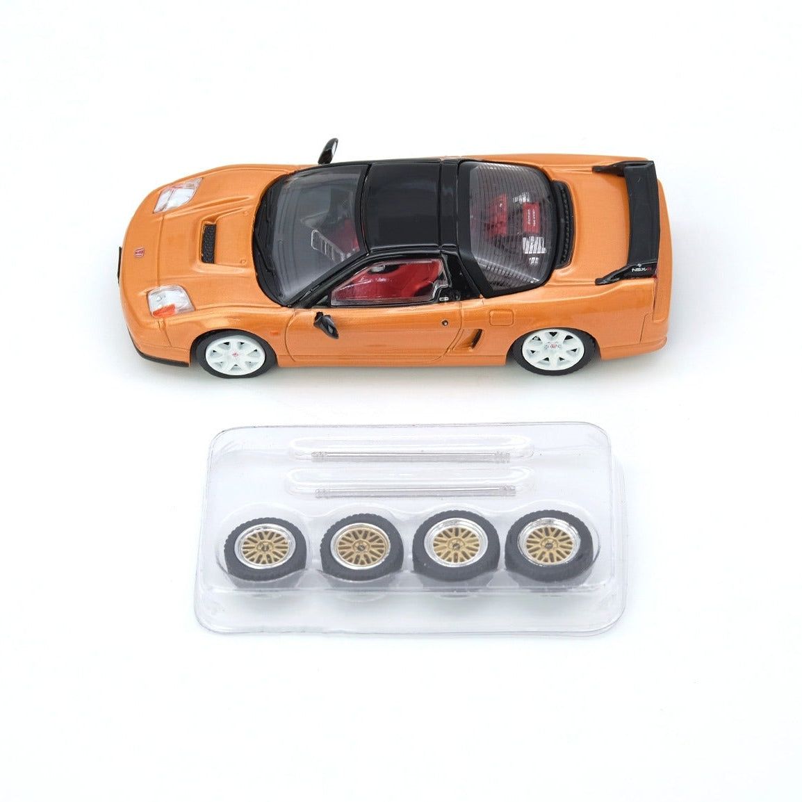 Premium scale diecast model car  – *PRE-ORDER* Honda NSX-R (NA2) Imola W/ Extra Wheels, 1:64 Scale (Orange Pearl) Collectible