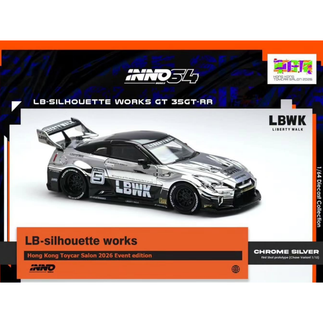 *HKTCS 2026* LB-Silhouette Works GT 35GT-RR 2026 , 1:64 Scale (Chrome Silver)