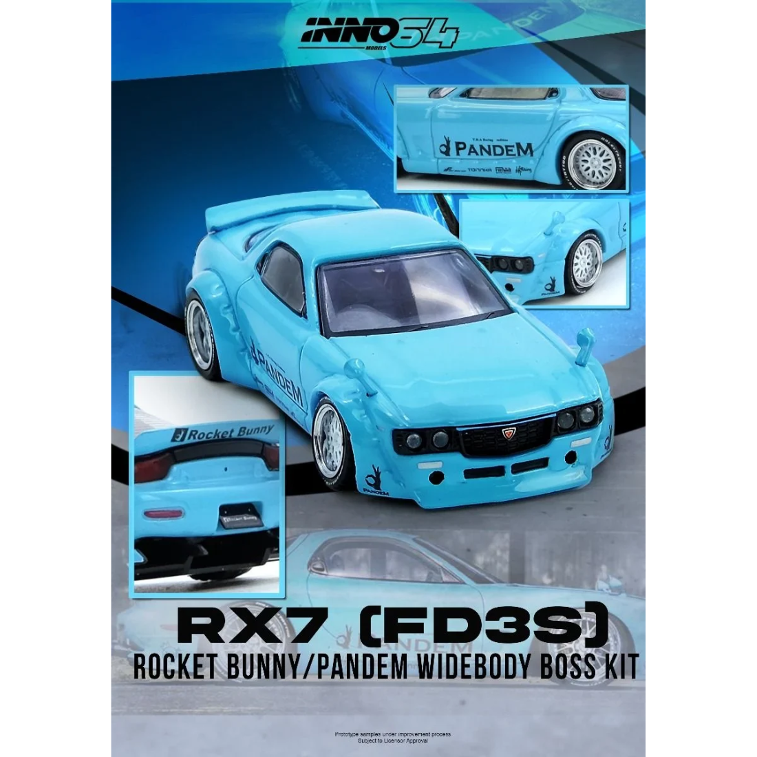 *PRE-ORDER* Pandem Rocket Bunny RX7 (FD3S) Tiffany, 1:64 Scale (Blue)